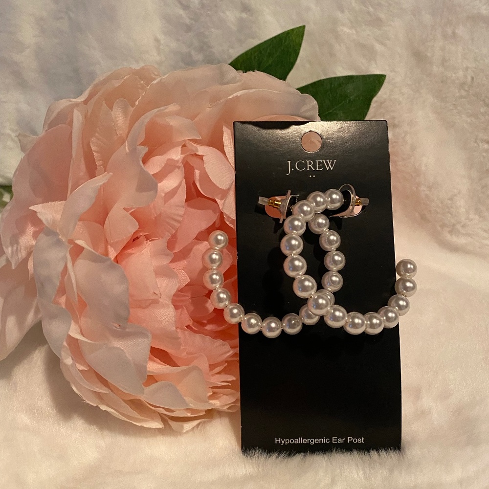 Pearl Hoop Earrings, J  Crew